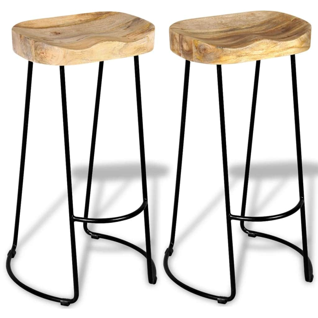 Bar Stools 2 pcs Solid Mango Wood