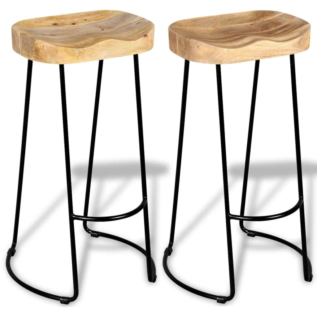 Bar Stools 2 pcs Solid Mango Wood