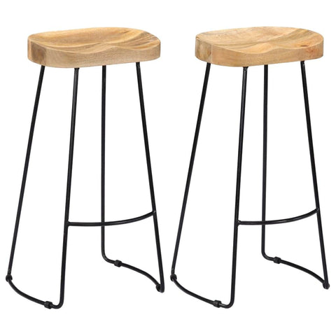 Bar Stools 2 Pcs Solid  Wood