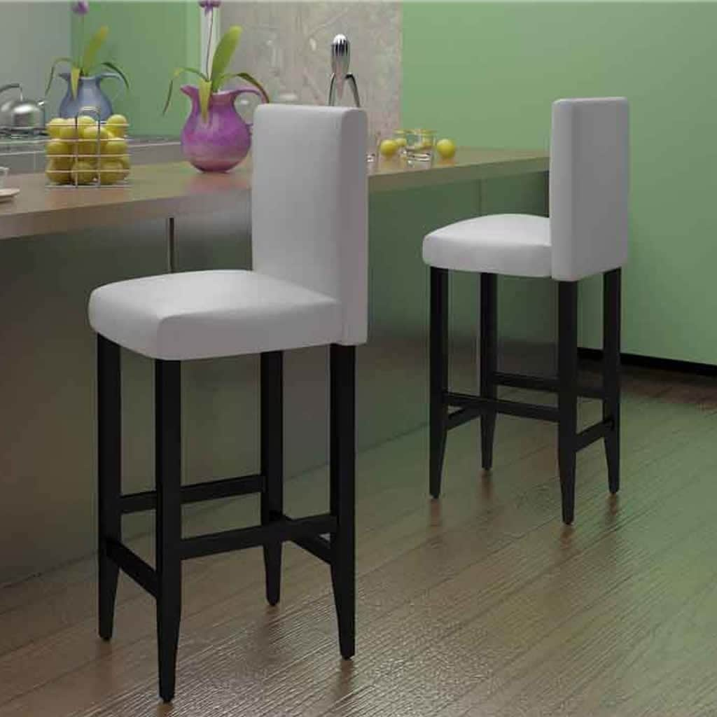 Bar Stools 2 'pcs White Faux Leather