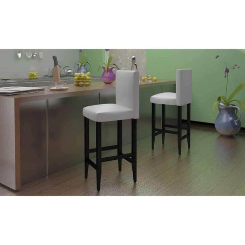 Bar Stools 2 'pcs White Faux Leather