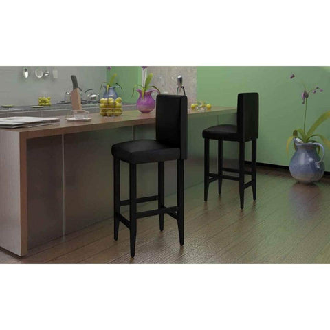 Bar Stools 4 pcs Black Leather