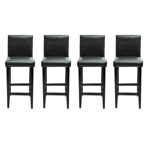 Bar Stools 4 pcs Black Leather