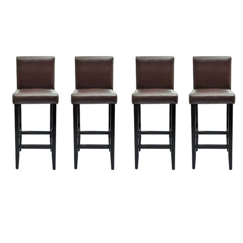 Bar Stools 4 pcs Dark Brown Leather