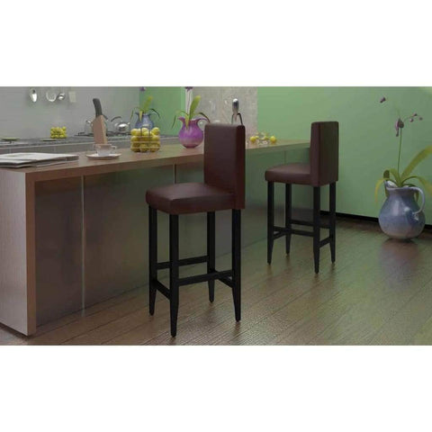 Bar Stools 4 pcs Dark Brown Leather