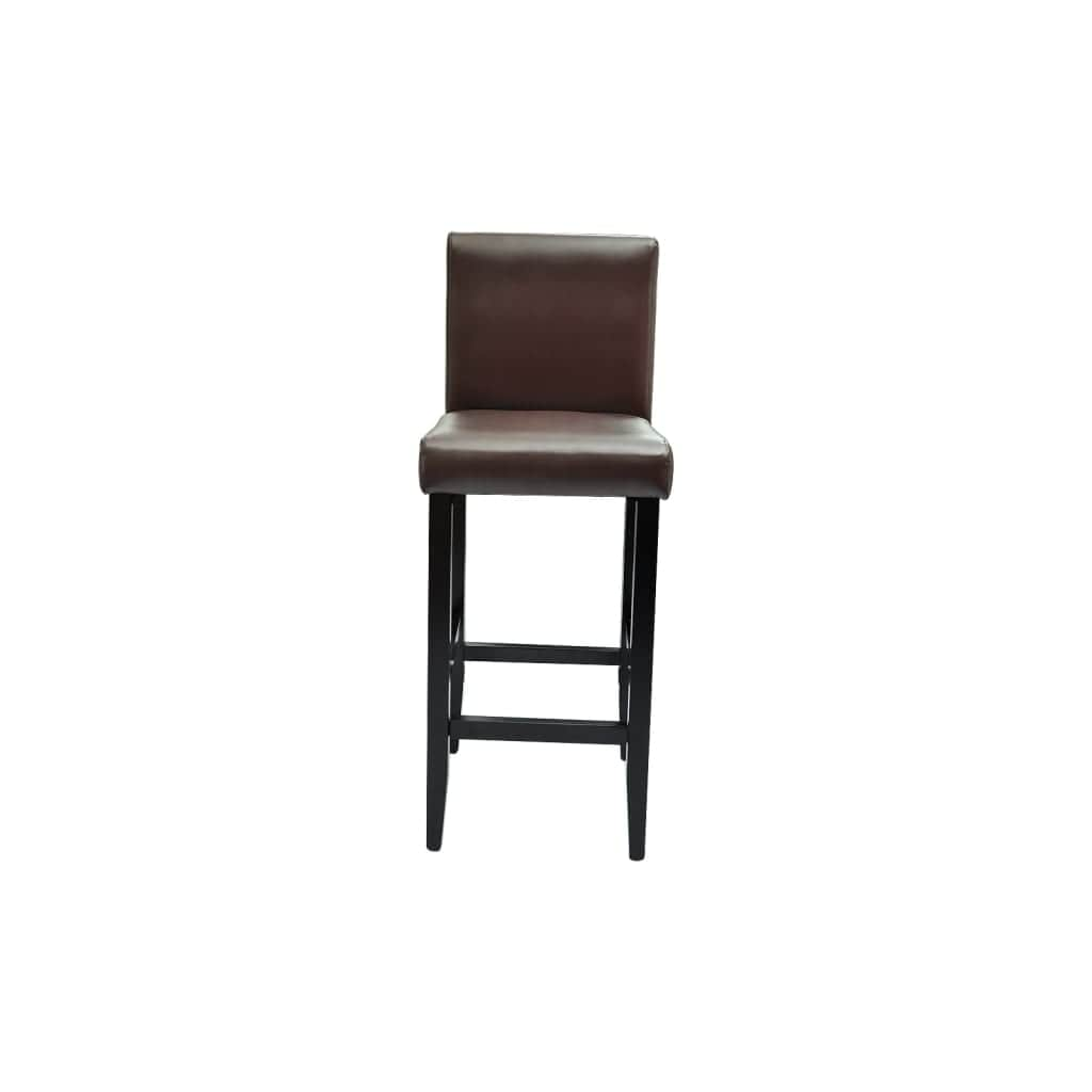 Bar Stools 6 pcs Dark Brown Leather