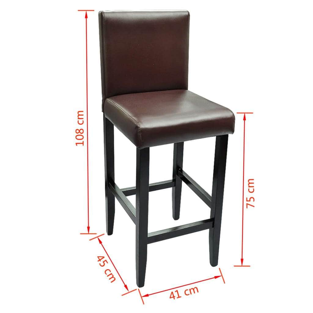 Bar Stools 6 pcs Dark Brown Leather