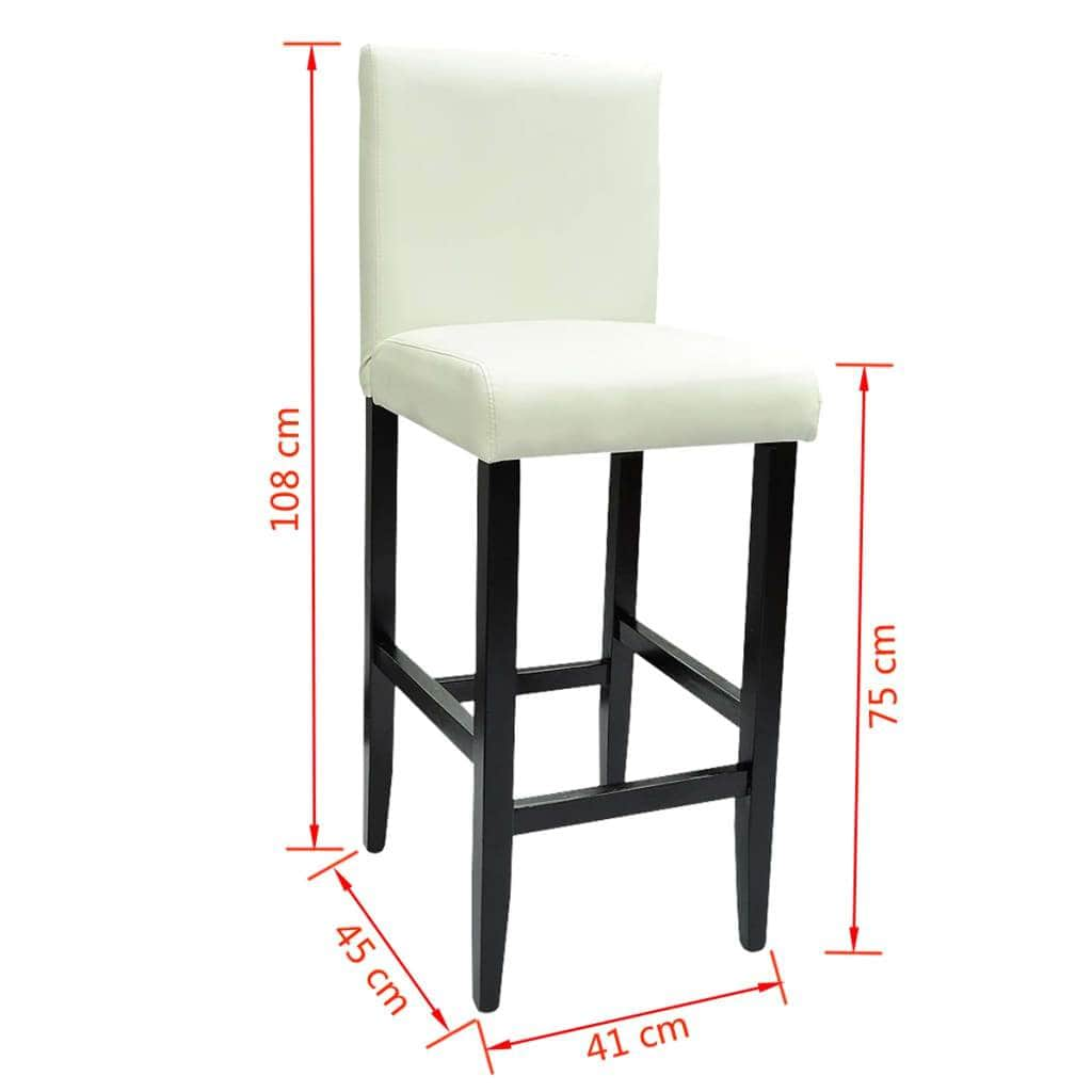 Bar Stools 6 pcs White Leather