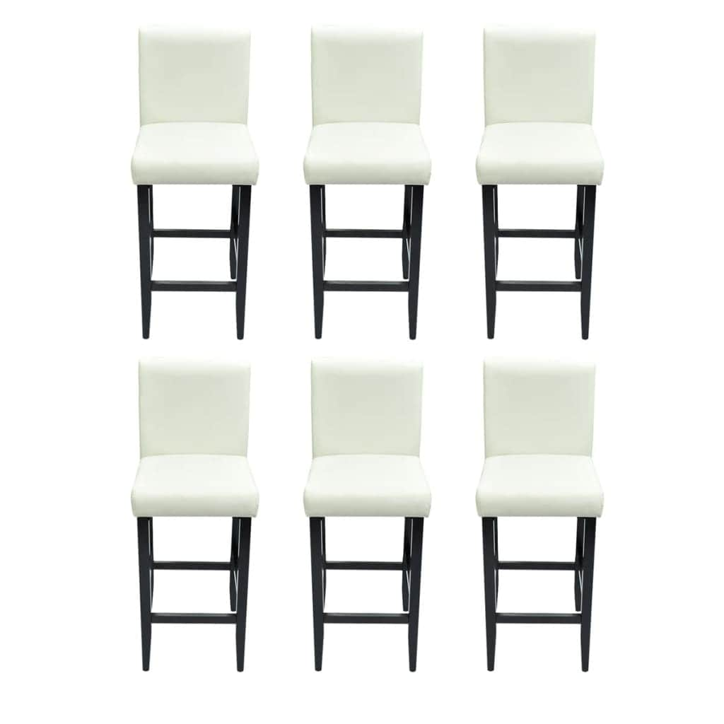 Bar Stools 6 pcs White Leather