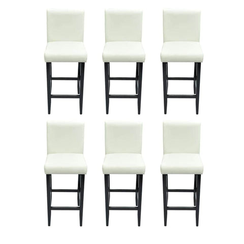 Bar Stools 6 pcs White Leather