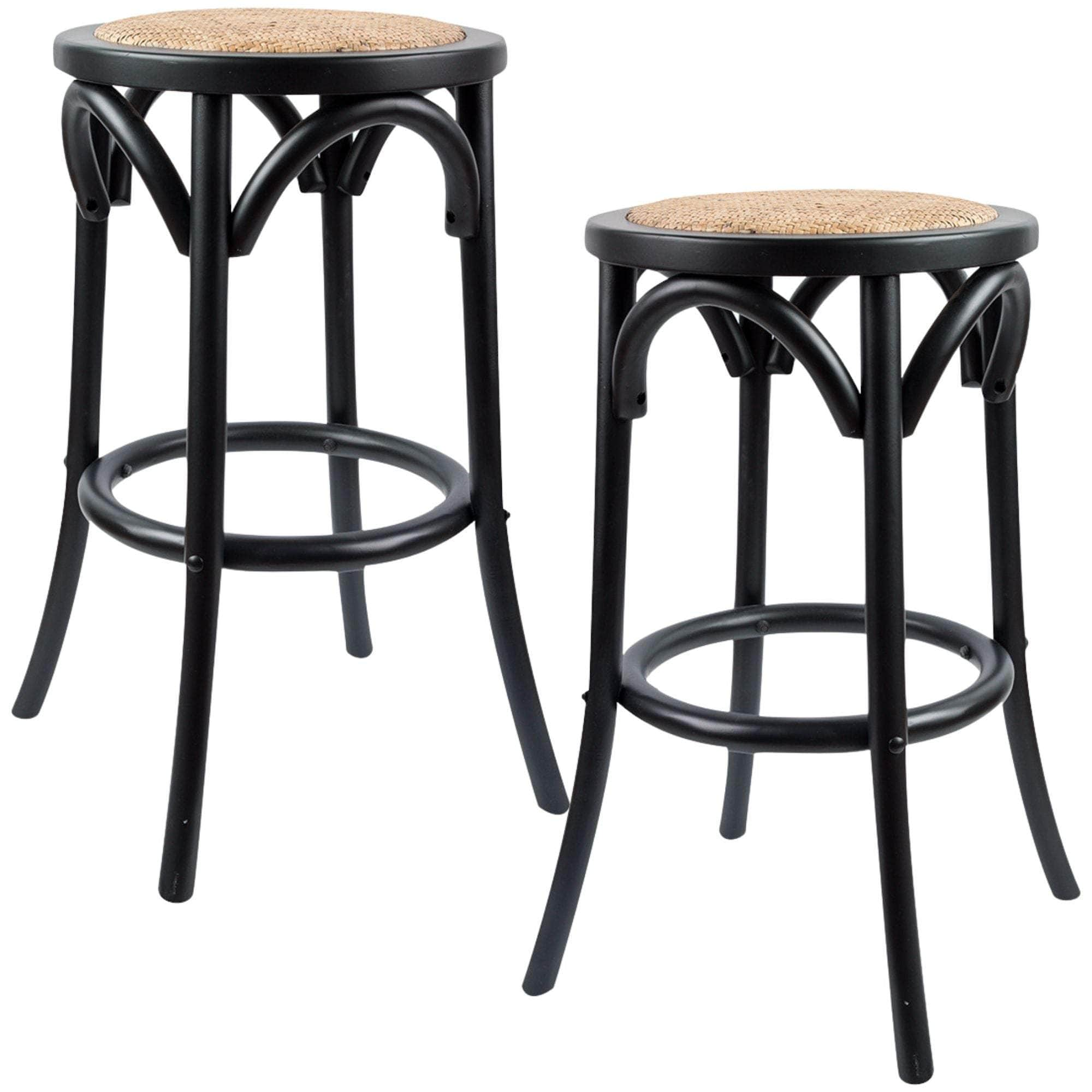 Bar Stools Dining Stool Chair Birch Timber Rattan White/Black/Oak