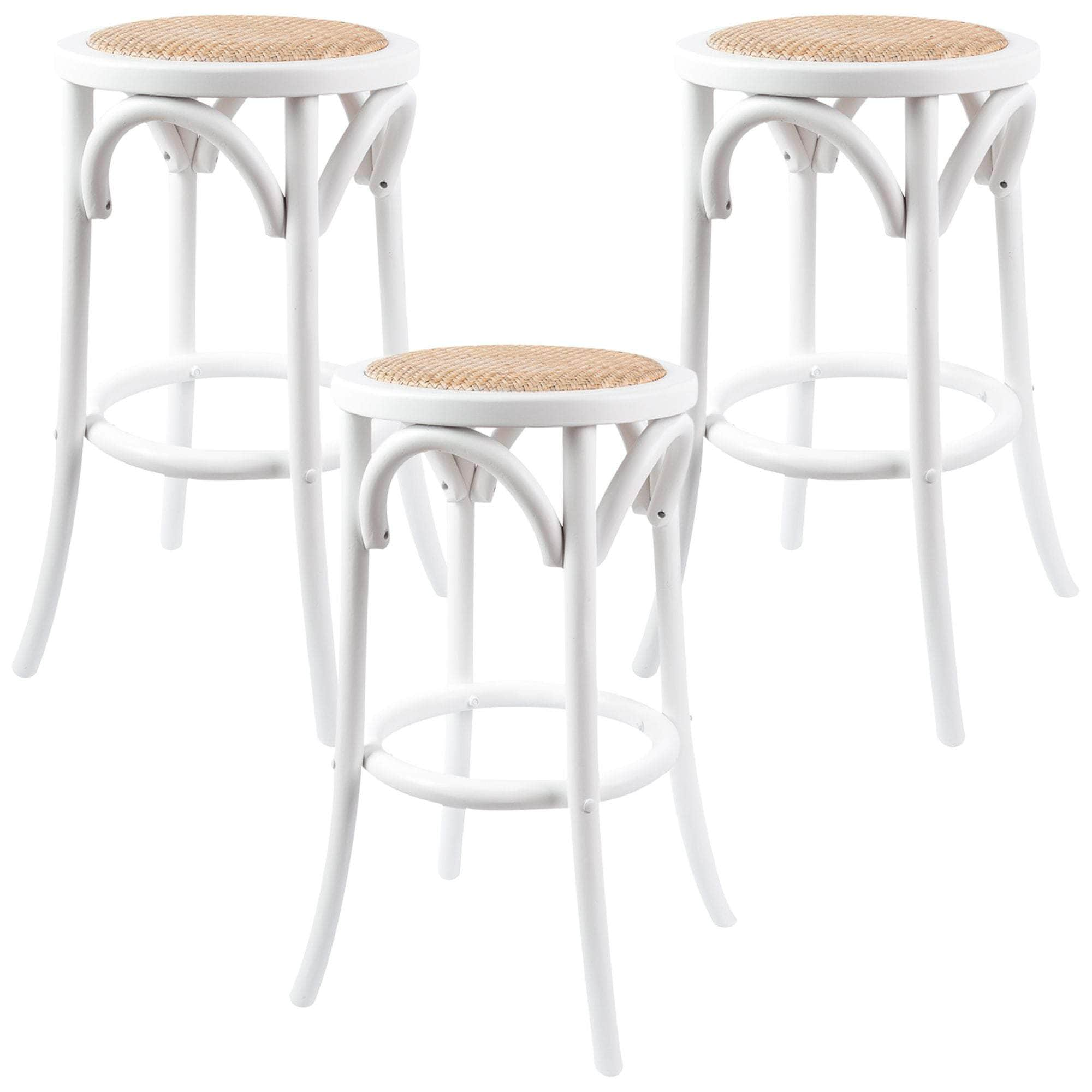 Bar Stools Dining Stool Chair Birch Timber Rattan White/Black/Oak