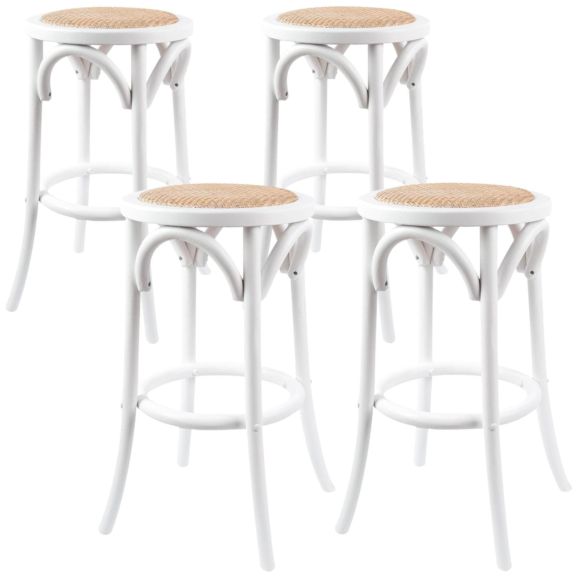 Bar Stools Dining Stool Chair Birch Timber Rattan White/Black/Oak