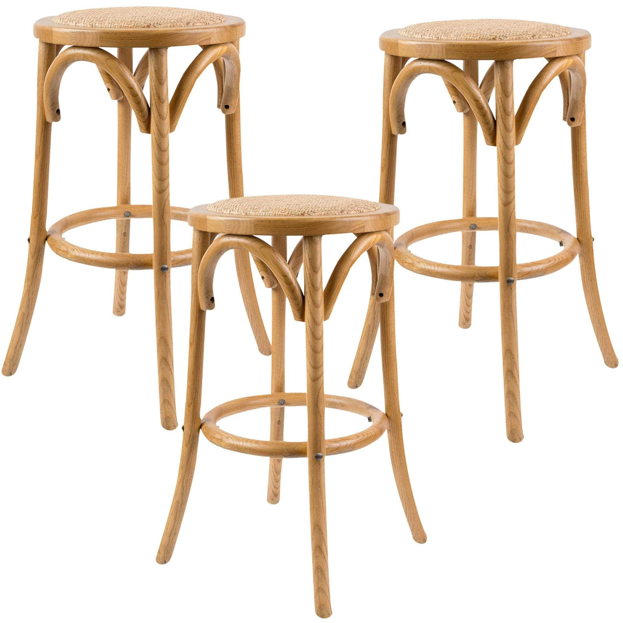 Bar Stools Dining Stool Chair Birch Timber Rattan White/Black/Oak