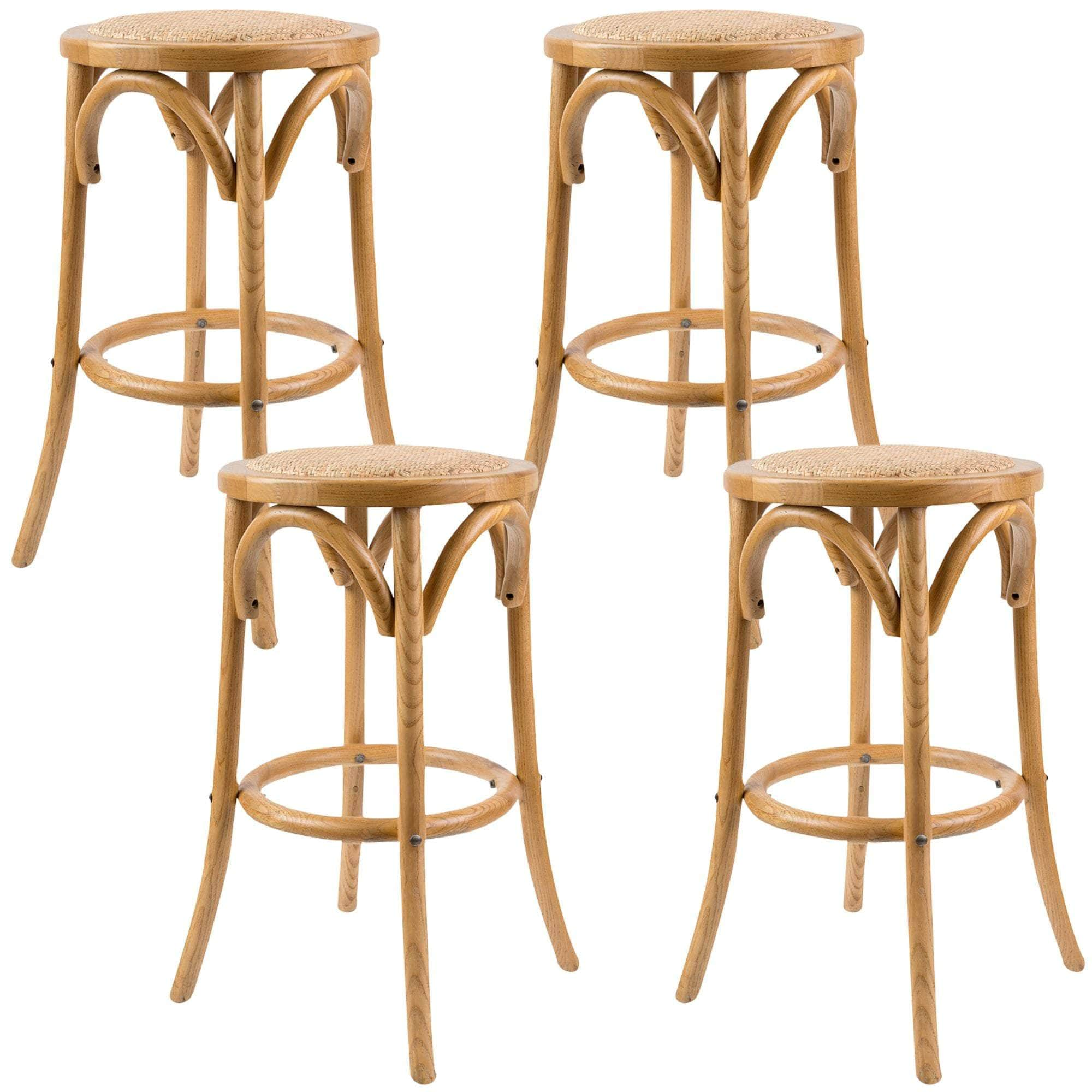 Bar Stools Dining Stool Chair Birch Timber Rattan White/Black/Oak