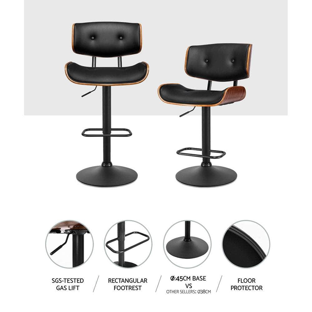 Bar Stools Gas Lift Leather All Black