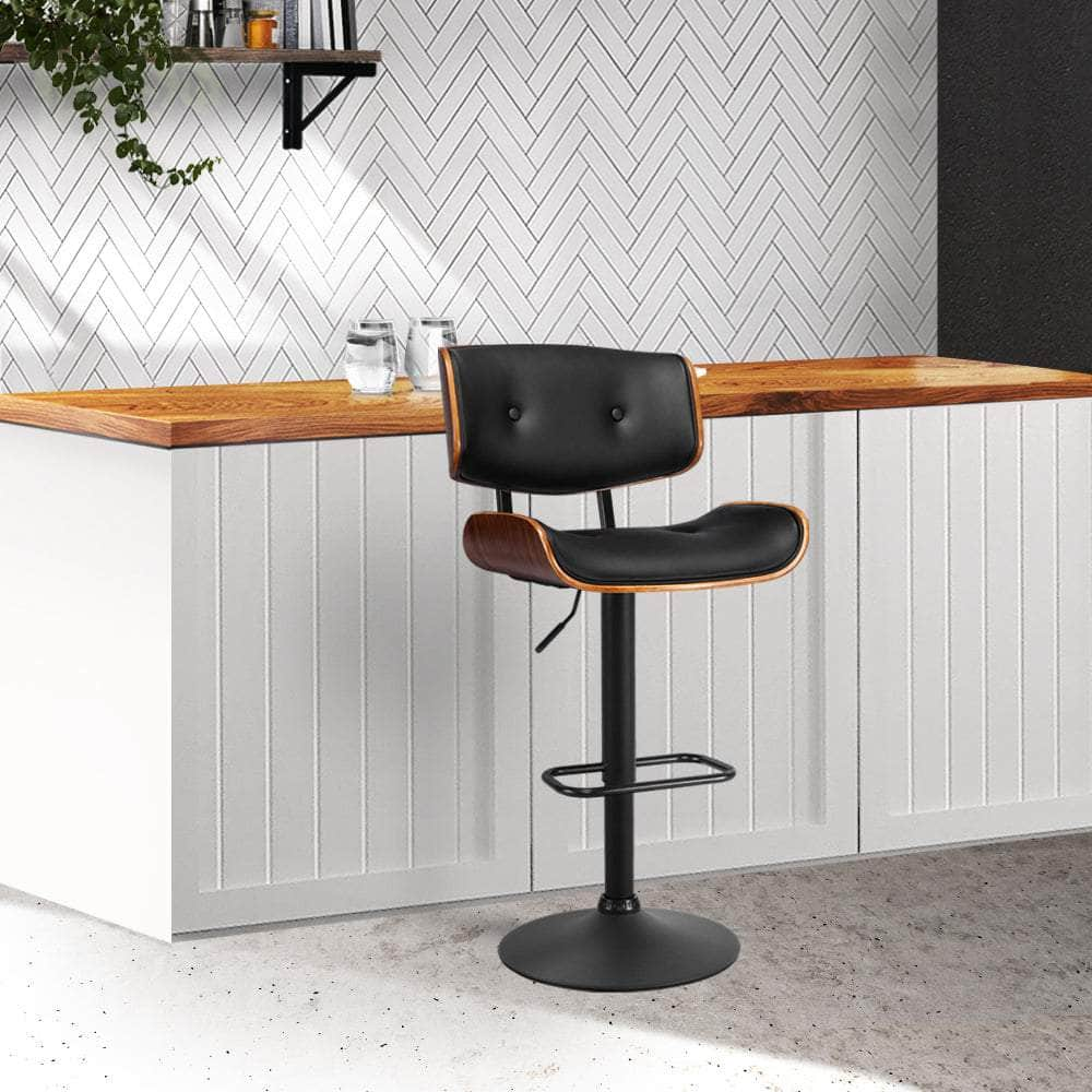 Bar Stools Gas Lift Leather All Black