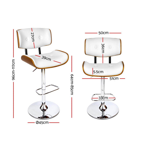 Bar Stools Gas Lift Leather White