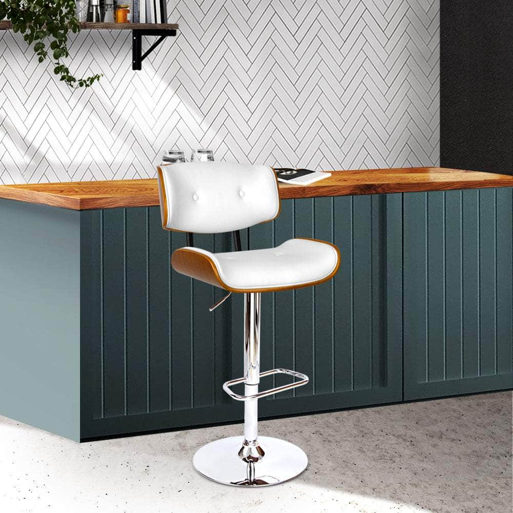 Bar Stools Gas Lift Leather White