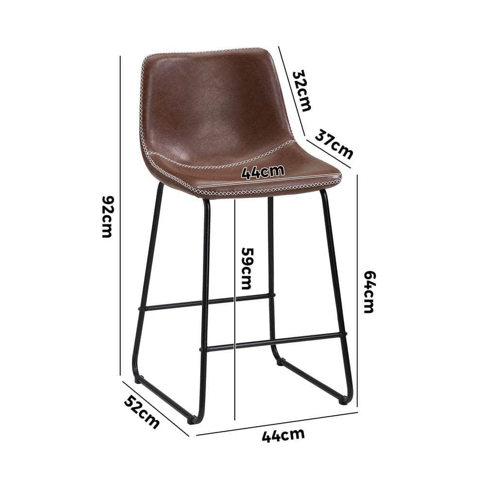 Bar Stools Leather Padded Stool Brown/Grey