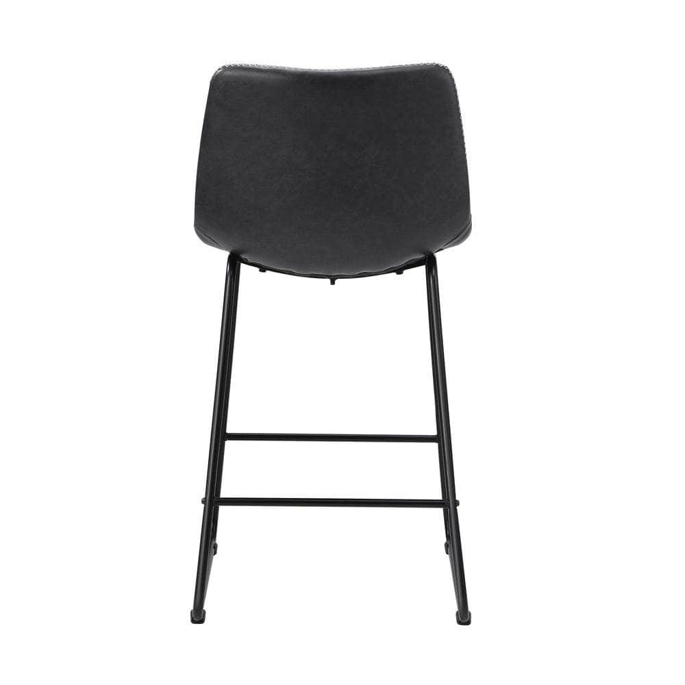 Bar Stools Leather Padded Stool Brown/Grey