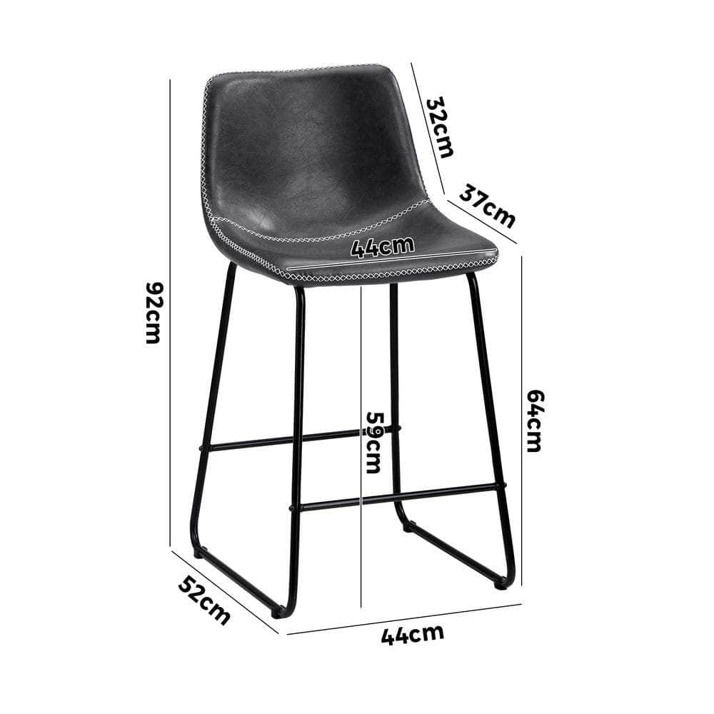 Bar Stools Leather Padded Stool Brown/Grey