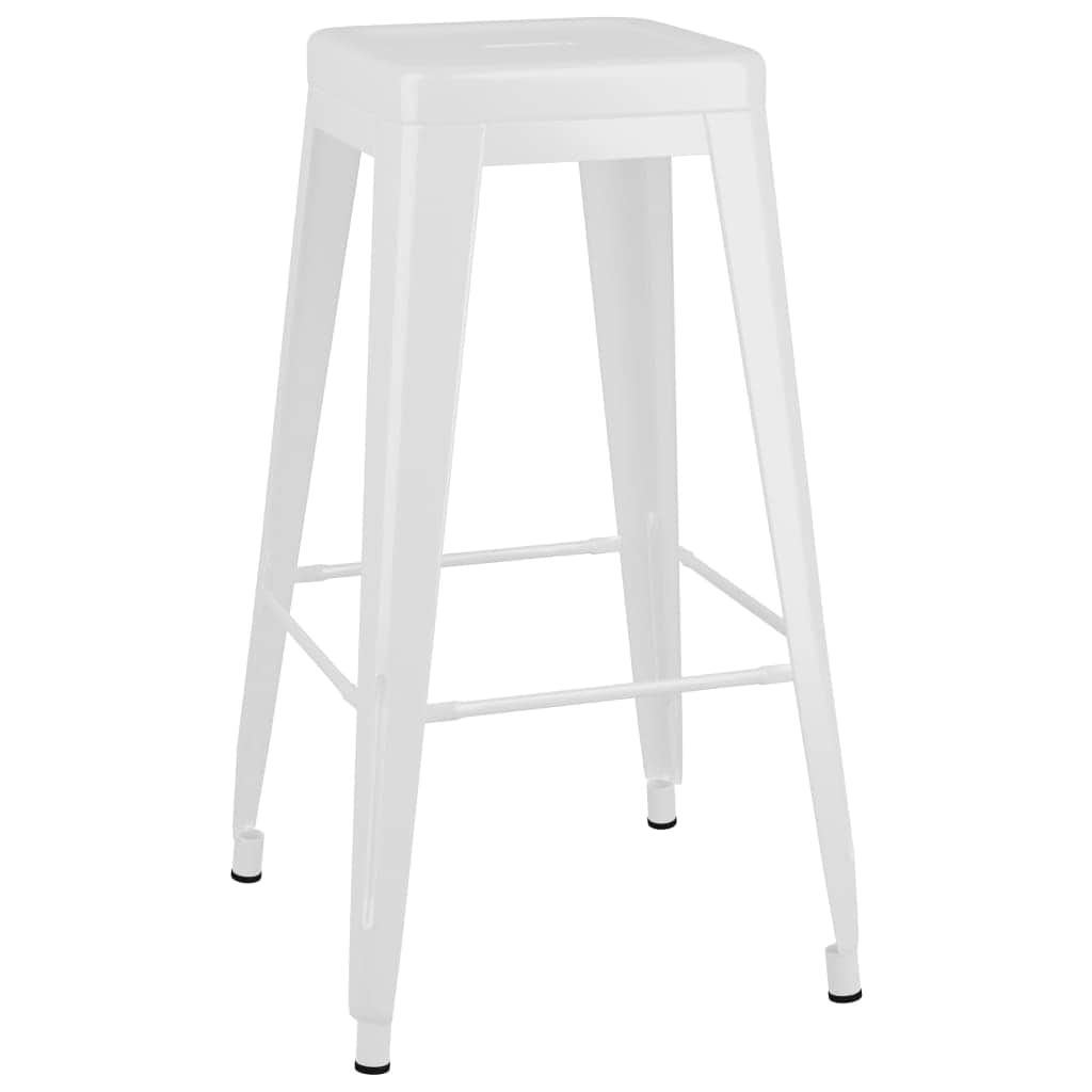 Bar Stools Stackable 2 pcs White Metal