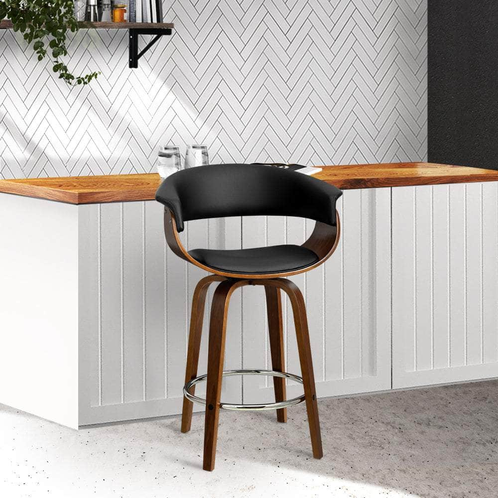 Bar Stools Swivel PU Seat Wooden