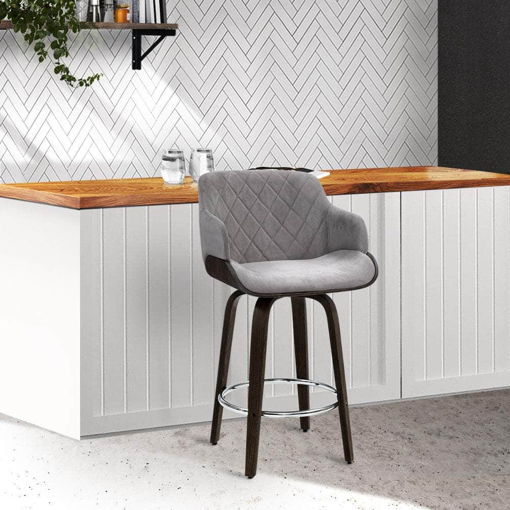 Bar Stools Swivel Velvet Padded Wooden