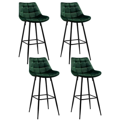 Bar Stools Velvet Chairs Green 4Pcs