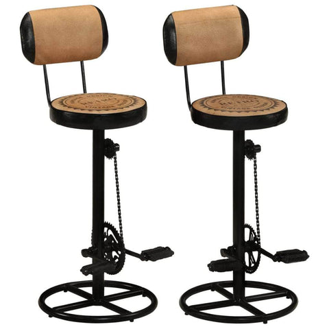 Bar Stools with Canvas Print 2 pcs Brown and Black