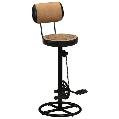 Bar Stools with Canvas Print 2 pcs Brown and Black