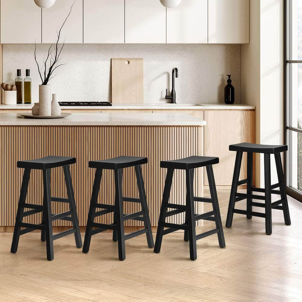 Bar Stools Wooden Counter Chairs Black/Natural