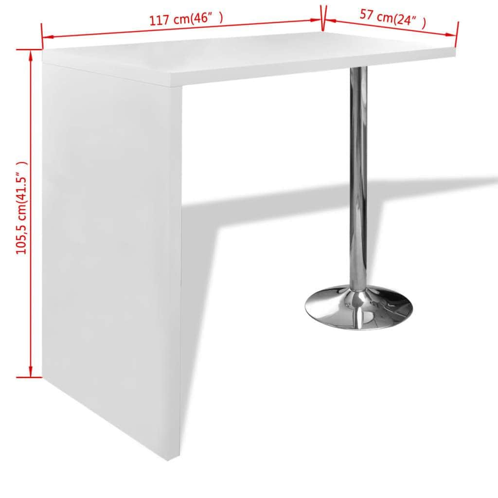 Bar Table Mdf With 1 Steel Leg High Gloss White