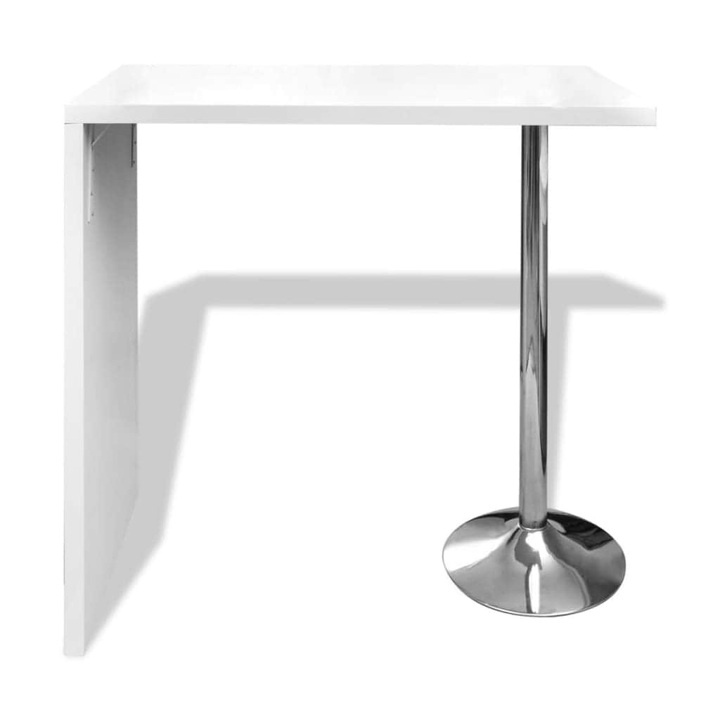 Bar Table Mdf With 1 Steel Leg High Gloss White