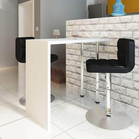 Bar Table MDF with 2 Steel Legs High Gloss White