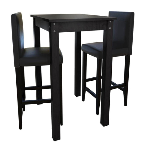 Bar Table with 2 Bar Chairs Black