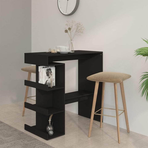 Bar Table With 3 Storage Rack Black Chipboard