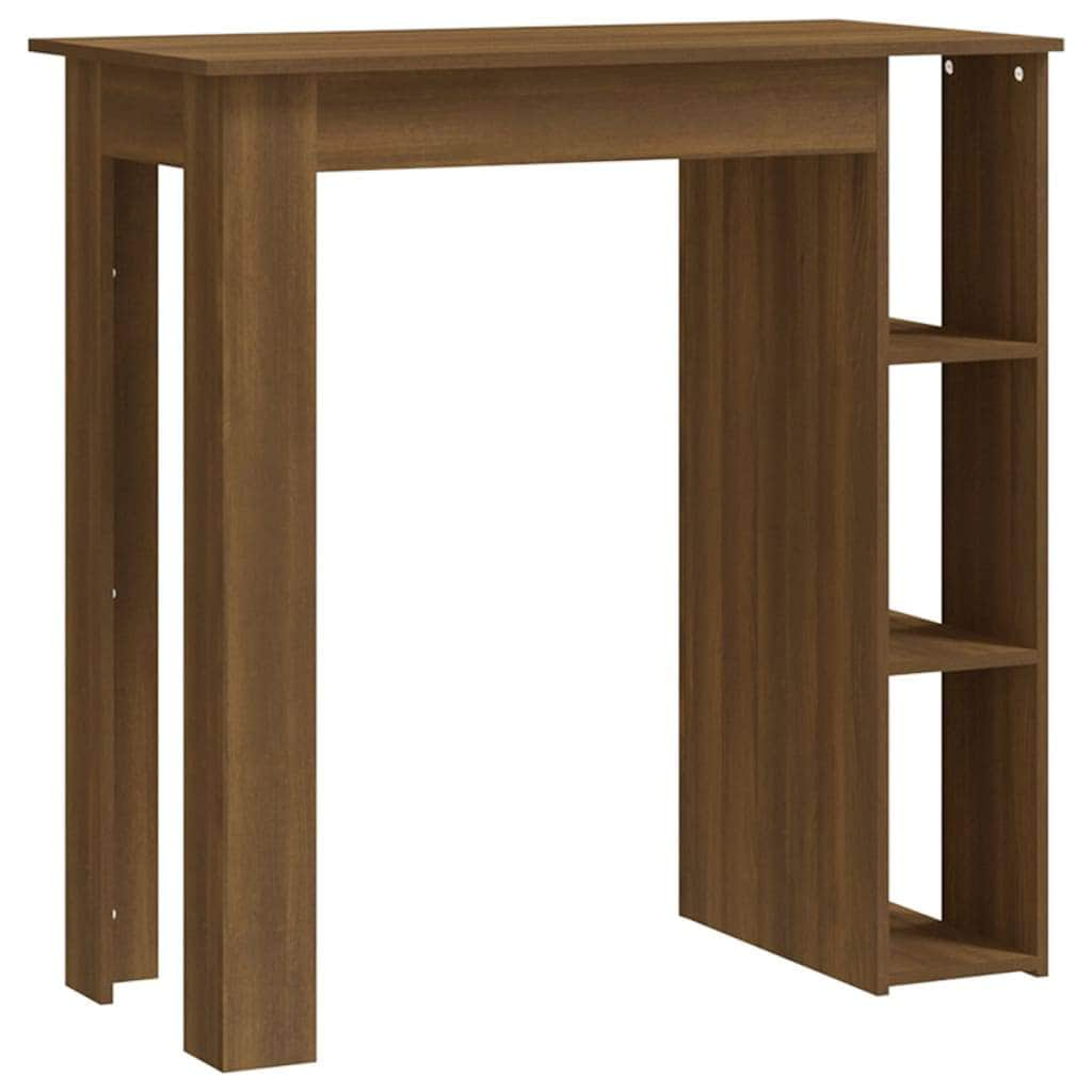 Bar Table With Shelf Brown Oak Chipboard