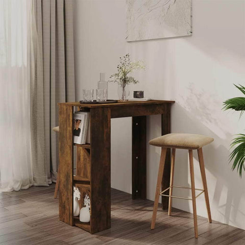 Bar Table With Shelf Smoked Oak Chipboard