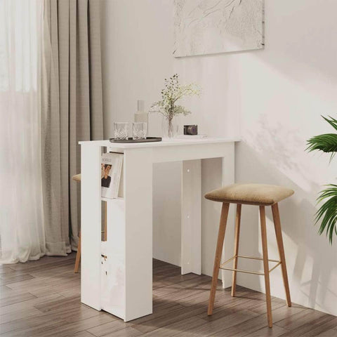 Bar Table With Shelf White Chipboard