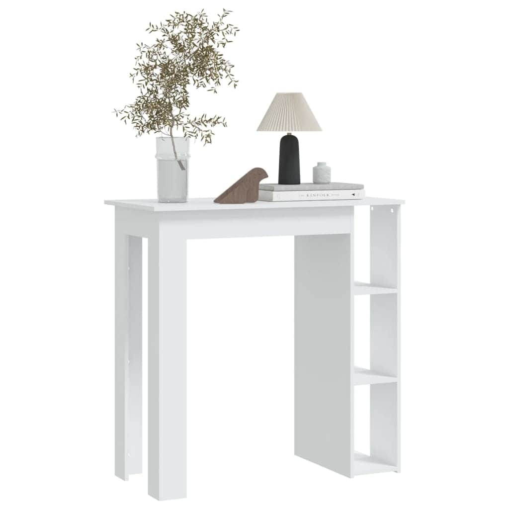 Bar Table With Shelf White Chipboard