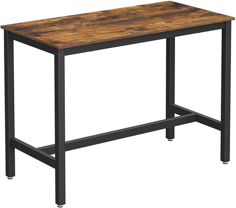 Bar Table With Solid Metal Frame And Wood Look, 120 X 60 X 90 Cm