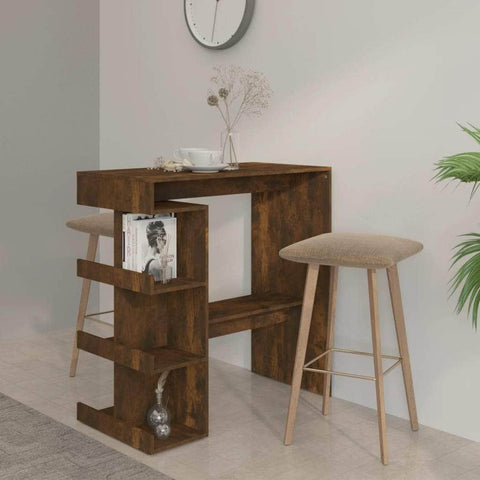 Bar Table With Storage Rack Smoked Oak Chipboard