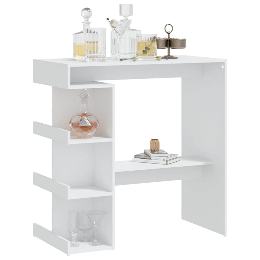 Bar Table With Storage Rack White Chipboard