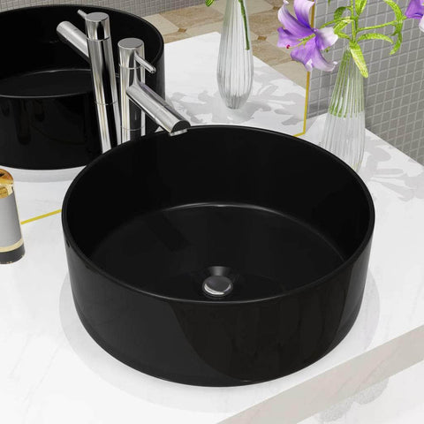 Basin Ceramic Round  Black