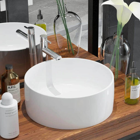 Basin Round Ceramic White L