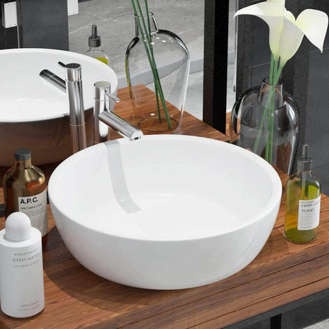 Basin Round Ceramic White M