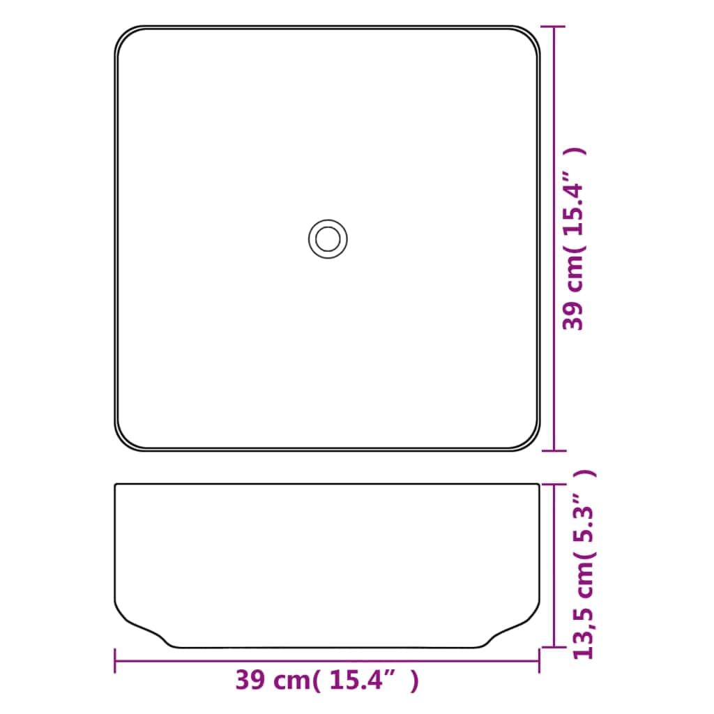 Basin Square Ceramic White  M