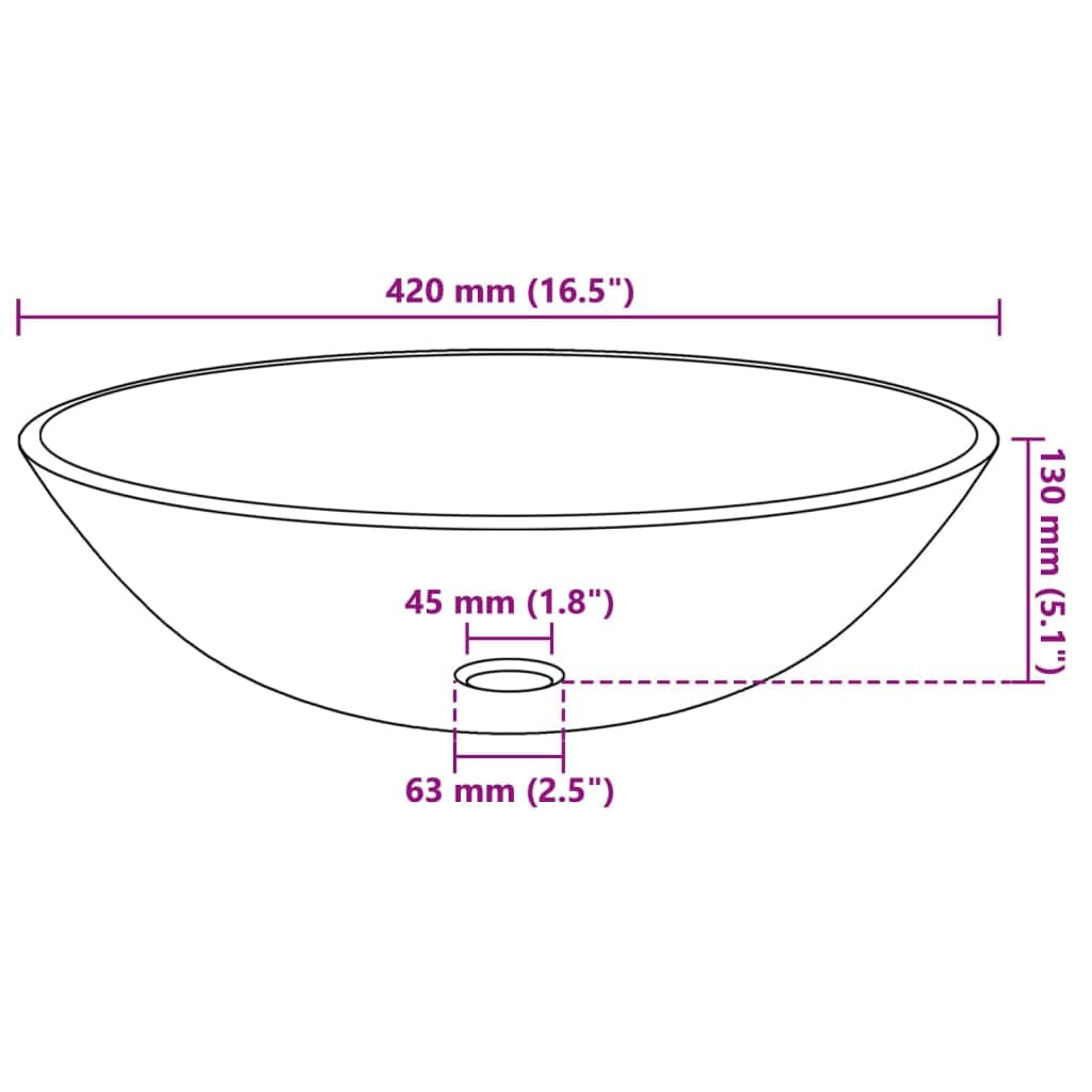 Basin Tempered Glass 42 cm Frosted